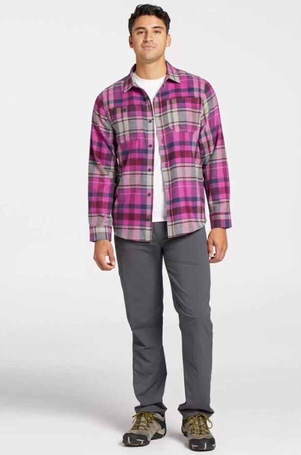 Alpine Design Flannel Shirt Mens XL Pink Plaid Cotton Long Sleeve Button Up
