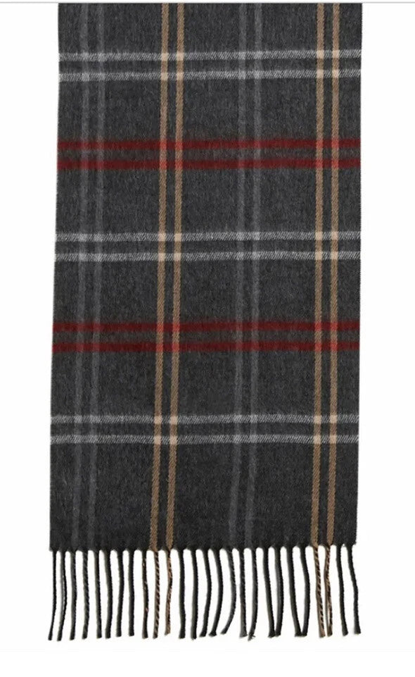 Share Steve Madden Mid Weight Cozy Plaid Muffler Scarf CHARCOAL Multi 11"x 70 NWT $42