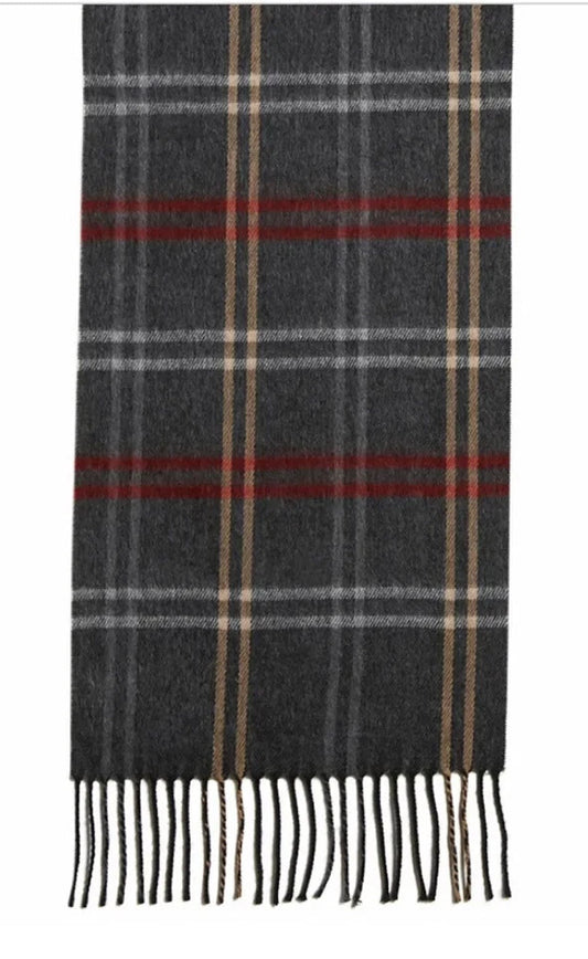Share Steve Madden Mid Weight Cozy Plaid Muffler Scarf CHARCOAL Multi 11"x 70 NWT $42