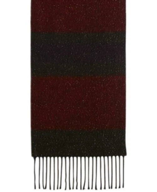 Steve Madden Lurex Striped Muffler Scarf Burgundy Multi Gold MADE IN ITALY