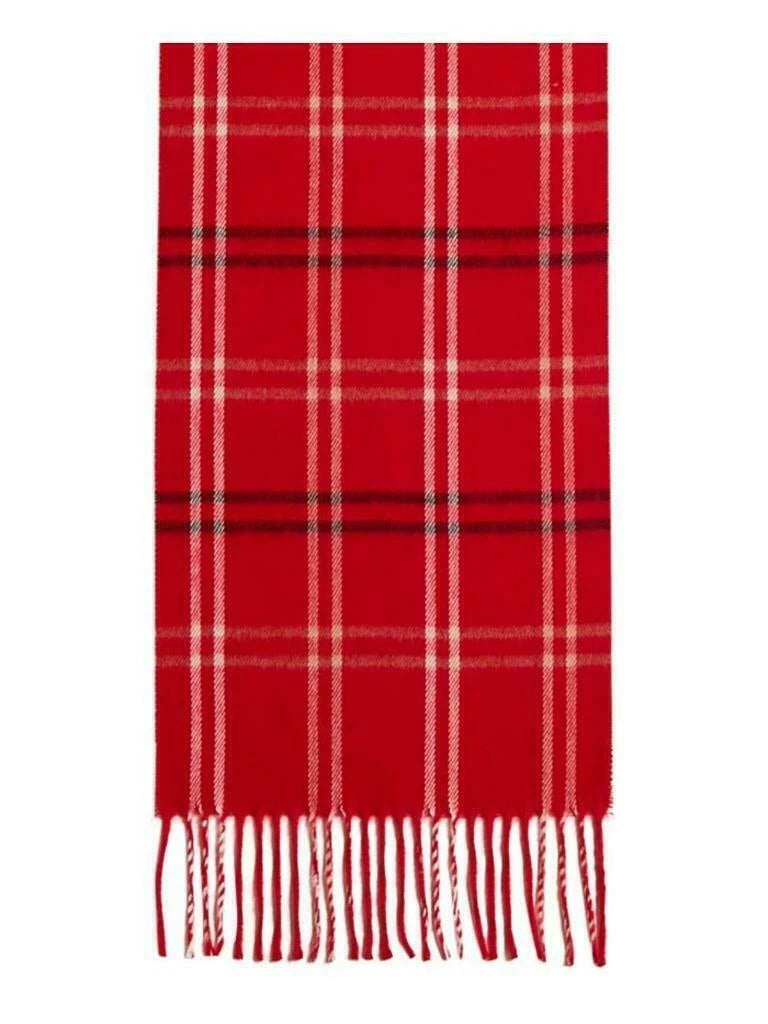Share STEVE MADDEN Red Plaid Mid-Weight 100% Acyrlic 70x11 Muffler Fringe Trim Scarf